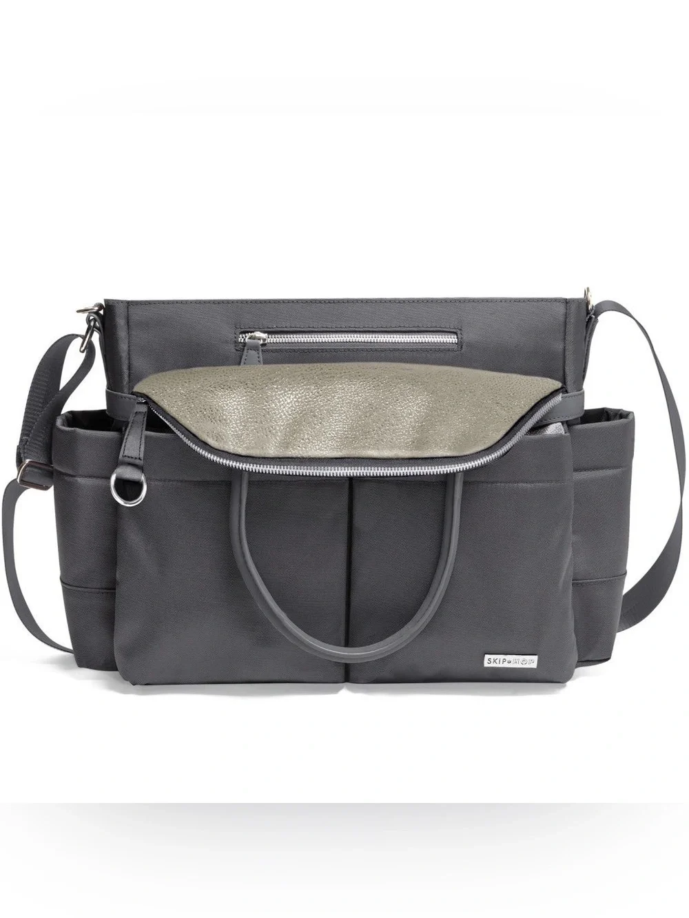 Skip Hop Chelsea Satchel Changing Bag in Charcoal Shimmer NWT